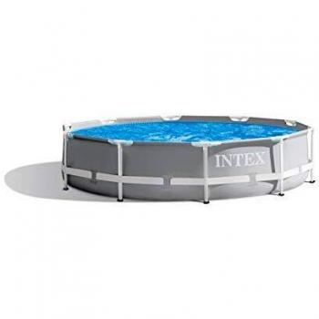 Intex 26700np piscina fuori terra prisma frame rotonda 4485 l acciaio e pvc grigio 305x76 cm