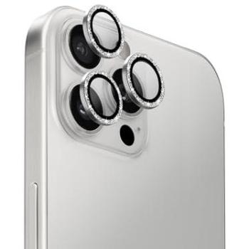 Uniq Optix Shield Objectif Aluminium iPhone 16 Pro (6.3) / 16 Pro Max (6.9) – Blanc scintillant – Verre avec applicateur