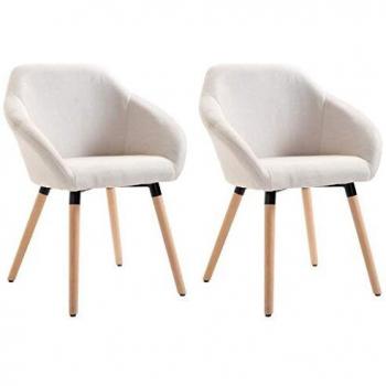 Set de 2 Sillas de Comedor Modernas con Estructura de Madera Maciza y Tapizado en Tela
