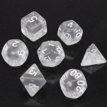 7pcs White Multi-sided Polyhedral Dice with Cloth Bag for Role Playing Games