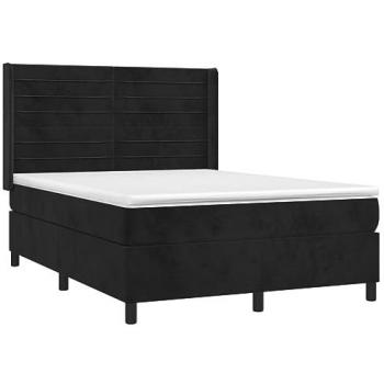 Sommier à lattes noir avec matelas 140x190 cm en velours