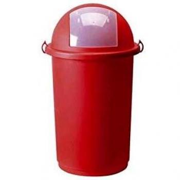Portabox Con Coperchio Giganplast da 50 litri di colore rosso con meccanismo di push