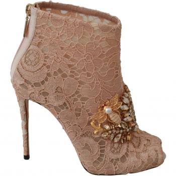 Dolce & Gabbana Crystal Lace Stiletto Booties