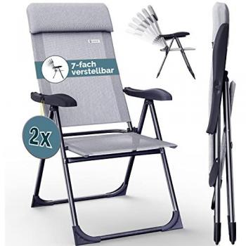 Foldable Aluminium Garden Chair Set of 2 with High Back