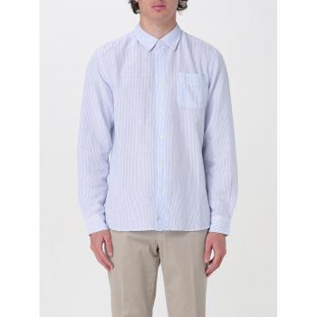 Camicia A Righe in Cotone e Lino Woolrich Uomo Taglia L