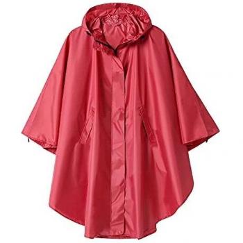 Water‑Proof Outdoor Poncho with Zipper – Pink Shade
