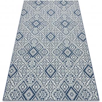 Blue Diamond‑Patterned Sisal Rug – 160 × 230 cm