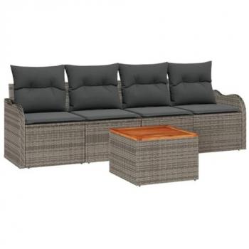 Mobilier de jardin 5 pcs en polyrotin gris