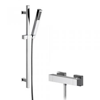 Balterley Chrome Ripple Square Shower Kit with Bar Valve and Slide Rail