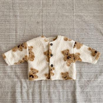 Abrigo de lana a cuadros para niños, con dibujo de oso, edades de 1 a 6 años, invierno