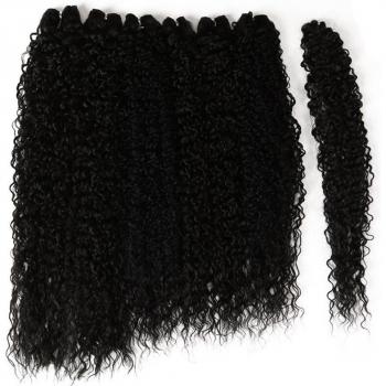 Synthetic Afro Kinky Curly Hair Weave Bundles 7pcs 22-26 inch Ombre Black Brown
