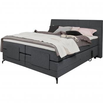 Alina Boxspringbett „Emalia“ (Dunkelgrau) – Komplettbetten mit Matratze und Topper, 100 % Polyester, B 220 cm × L 214 cm