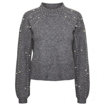 Pieces Damen Pullover Rea 17152846 Grau Regular Fit XS
