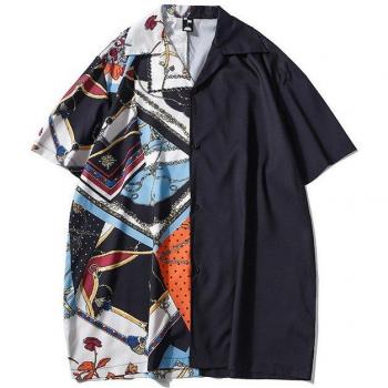 Leopard-Karo-Druck Jahreszeitliches T-Shirt Neue Sommermode Herren Hawaiisches Kurzarmshirt Lässig Männershirts Große Größen Strandhemden
