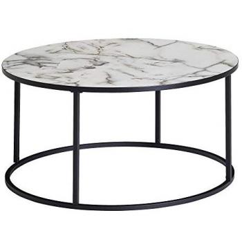 KADIMA DESIGN Marmor-Optik Couchtisch, 80 cm Durchmesser
