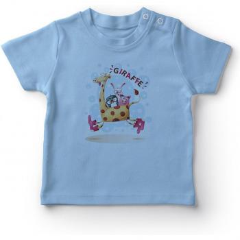 T-shirt bleu avec girafe pour bébé garçon
