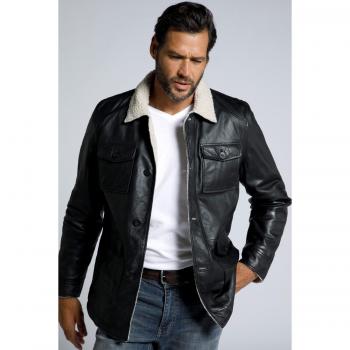 3XL Plus Size Lamb Nappa Leather Jacket for Men, Black, JP1880