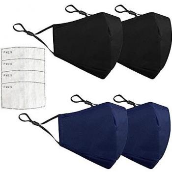 PCS Reusable Black Cotton Face Masks with Filter