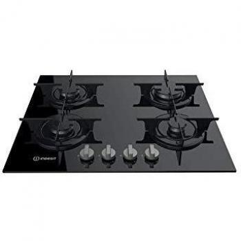 Indesit 59cm Four-Burner Gas On Glass Range, Black