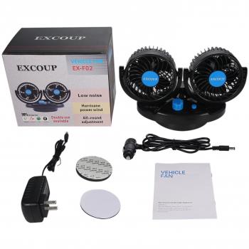 EXCOUP 12 V Auto-Lüfter – 360° drehbar, zwei Personen gleichzeitig