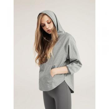 Loose Long Sleeve Workout Hoodie Gray