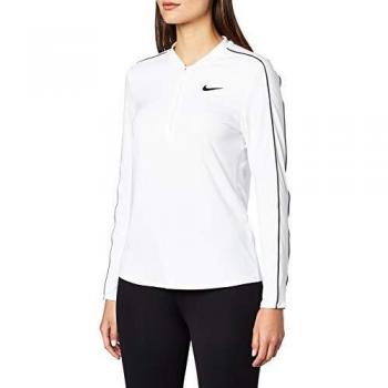 Nike Damen Langarm-HZ T-Shirt, Weiß/Schwarz