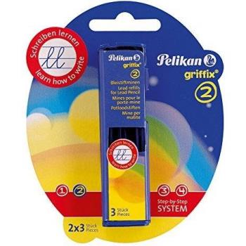 Pelikan griffix, mines HB, 2 mm, blister de 6 pièces (2 étuis de 3)