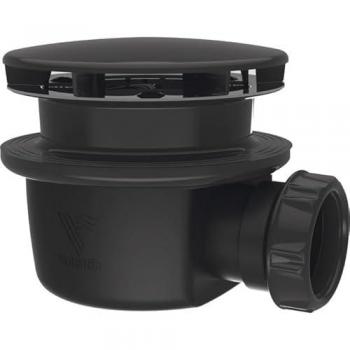 Bonde de douche verticale Valentin Ø 90 mm extra plate noire à grille