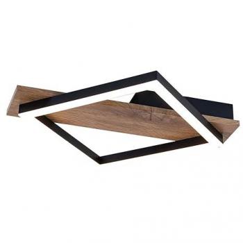 LED Deckenlampe Design Holzoptik Metall schwarz 12W 600lm warmweiß
