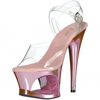 Pleaser Damen MOON-708DMCH Sandale, CLR/B Rosa Chrom, 7 UK