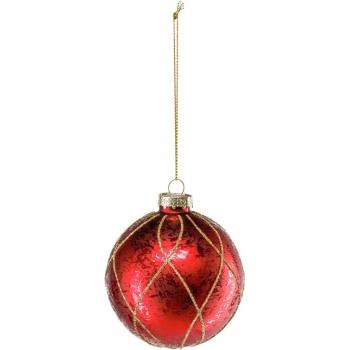 Palline di Natale in vetro 8 cm rosso e oro 6 pz