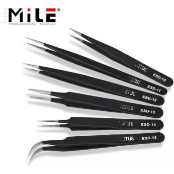 MILE 6PCS Precision Stainless Steel Tweezers Set