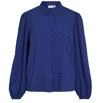 Vila Damen Hemd Brietta Blau Regular Fit 44