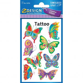 10 x Z-Design Kids Tattoos Schmetterling in bunt mit 8 Motiven auf einem Bogen