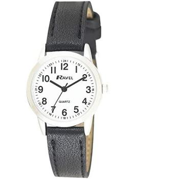 Ravel Classic Black Leather Women's Clock