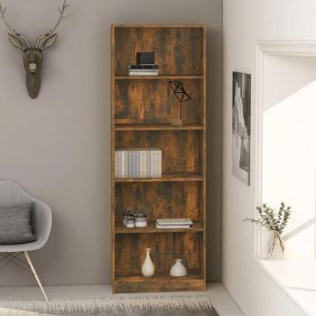 Libreria in Legno Multistrato 5 Ripiani Rovere Fumo 60x24x175 cm
