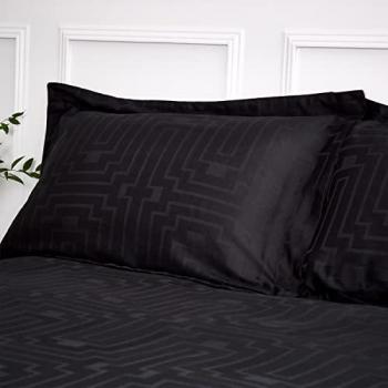 'Satin Geo Jacquard' 180 Thread Count Cotton Pillowcase Pair