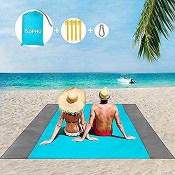 Beach Blanket, Sand Resist Beach Mat 79 X 83 Suitable for 2-4 Adults, Oversized