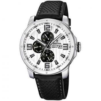 Festina Chrono Bike 2012 Mens Quartz Watch, Classic White Dial, Leather Strap