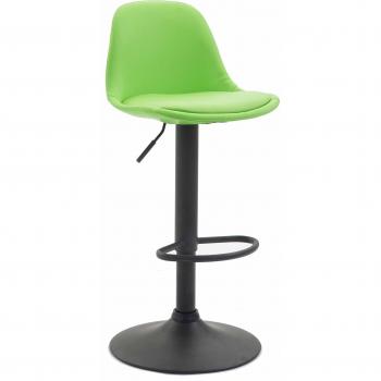 Sérénité Bar – Tabouret Vert, Repose-pieds, Métal Noir Mat, Design Moderne