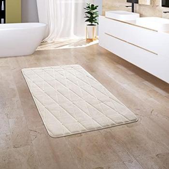 Tappeto Bagno Memory Foam 60x100 cm, Crema