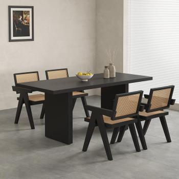 Elegant Black Farmhouse Dining Table for 6