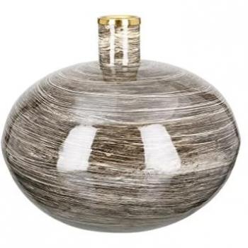 GILDE Dekovase Vase Stripes 26cm Höhe 33cm Durchmesser braun Metall (1 Stück)
