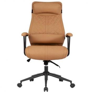 Chaise de Bureau Haut Dossier Ergonomique en Cuir, Support 227 kg, Brun