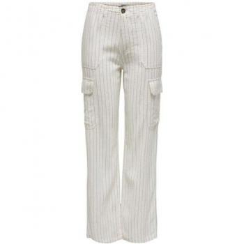 White Linen Cargo Trousers – Female, Medium, L32
