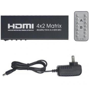 4K60Hz HDMI Matrix Switch 4 in 2 Out YUV 4:4:4 HDR