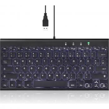Tastiera Mini USB Cablata Perixx PERIBOARD-429 QWERTZ Nera Illuminata