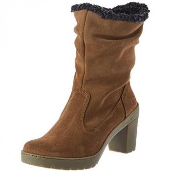 Botines de Mujer con Cierre de Cremallera y Tacón Kaki