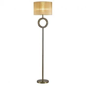 Inspired Lighting Florence Antique Brass Round Floor Lamp with Crystal Accents