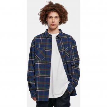 Urban Classics Checked Mountain Camicia a Maniche Lunghe Blu Scuro / Verde Bottiglia M